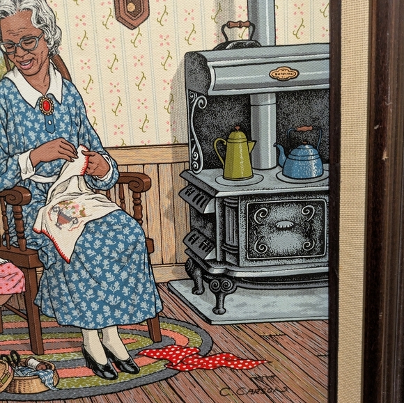 C.Carson African -american Painting Canvas Wood Frame Signed Wall Art 20x16 - Picture 4 of 9